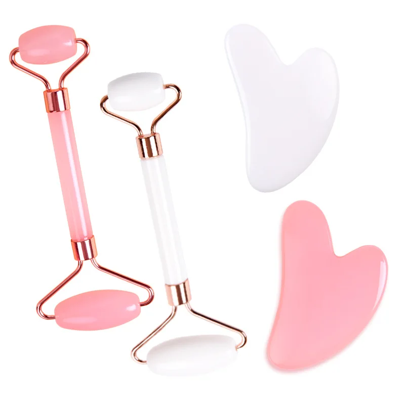 

Rose Quartz Facial Massager - Double-Sided Heart Roller for Depuffing & Skin Revitalization, Luxury Skincare Tool