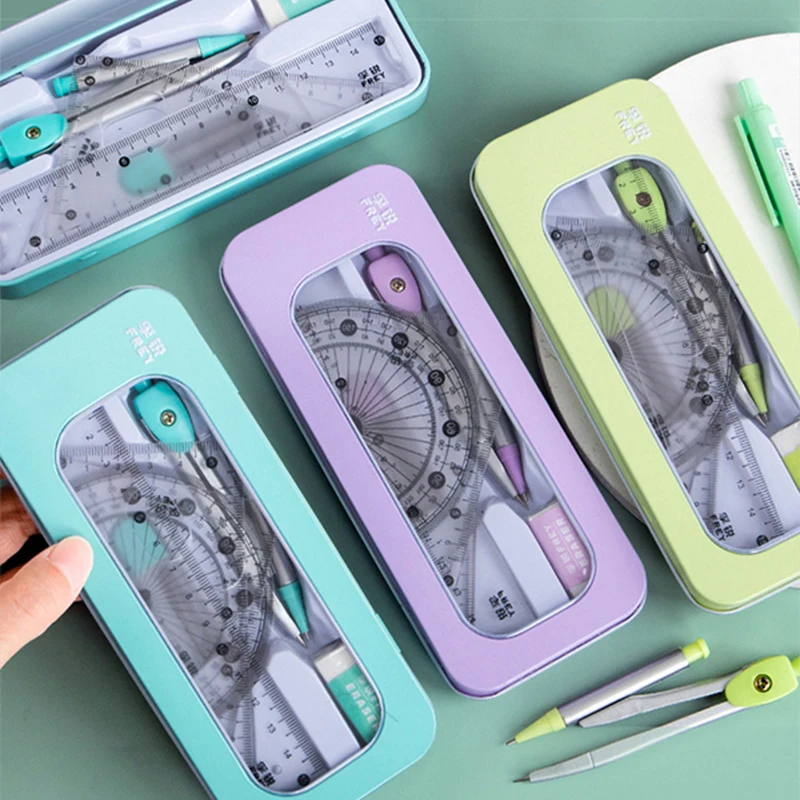 7 pezzi/set set di righelli per bussola set di misurazione matematica set di strumenti di disegno multifunzionali professionali per l'apprendimento geometrico righello per studenti