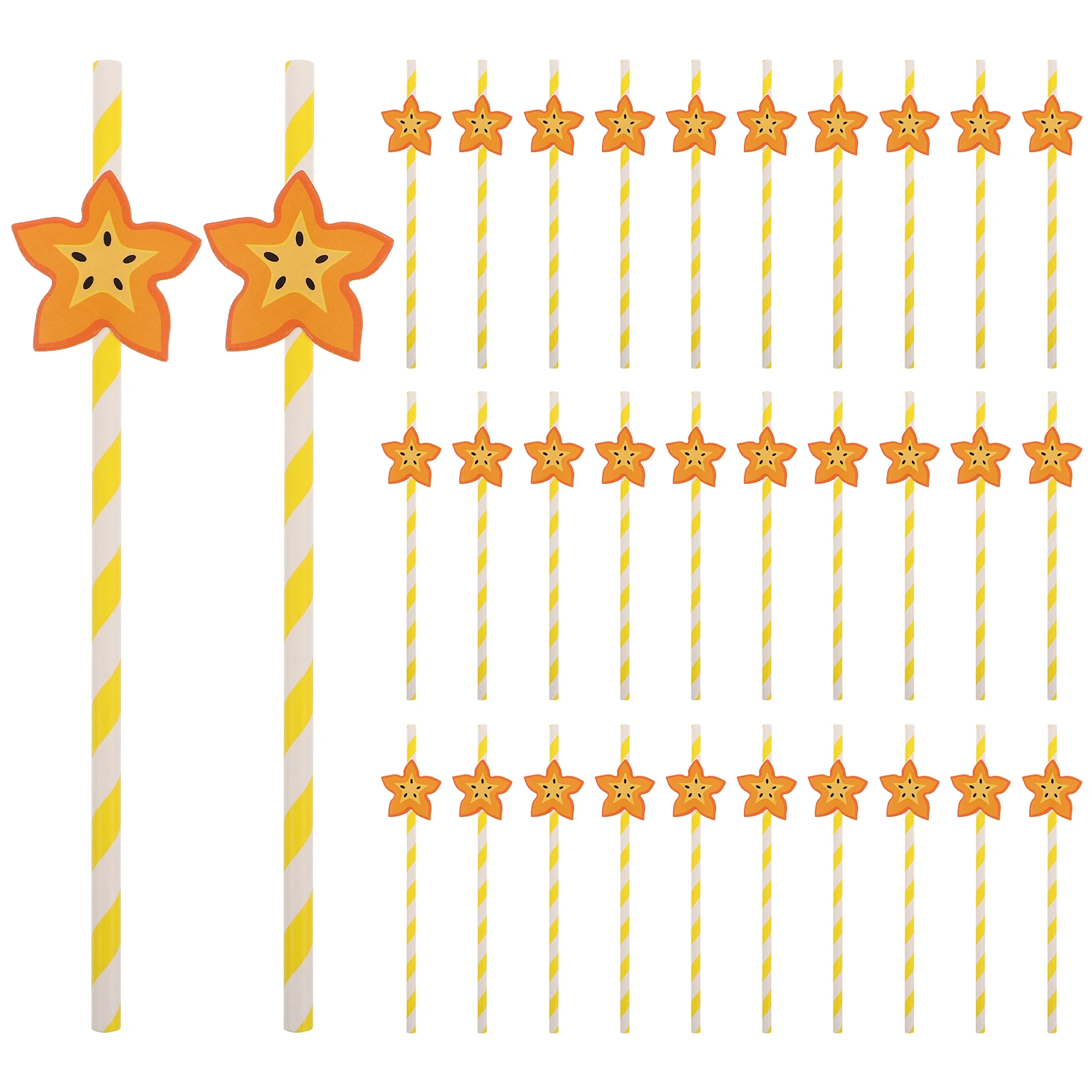 

100pcs Disposable Paper Straws Shaped Summer Party Cocktail Drinking Accessories Fruit Themed Straw Decorations
