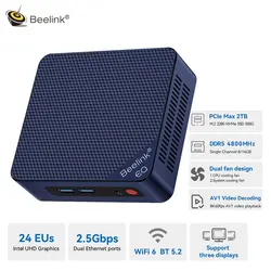 Beelink EQ12 Pro Intel 12th N100 Mini Pc Wifi6 DDR5 RAM 16G SSD 500G Computer da gioco BT5.2 Dual 2.5Gbps Lan tipo C