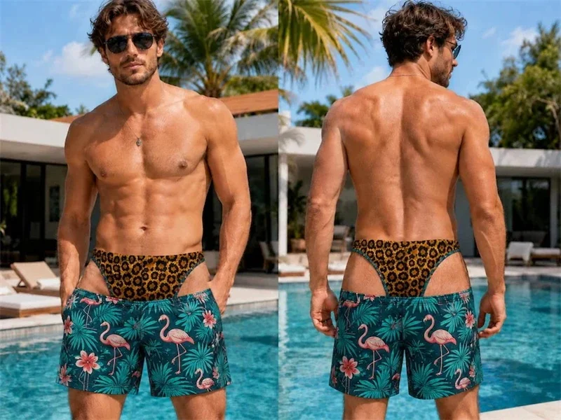 Men's Fun 3D Printed Swim Trunks, Hawaiian Style Quick Drying Summer Beach Shorts, Unique Casual and Fashionable Styling