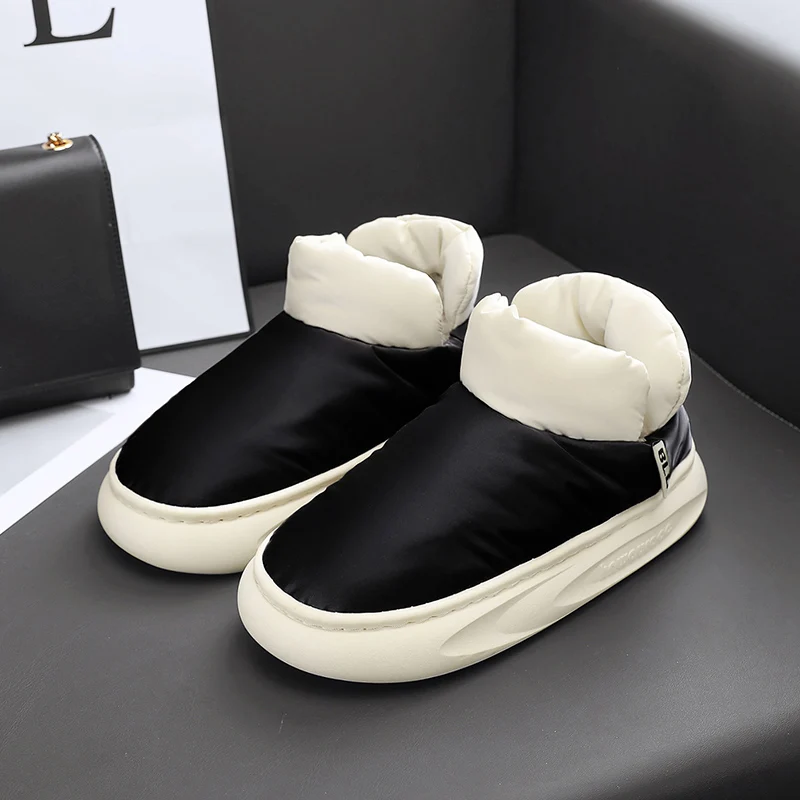 Теплая хлопковая обувь для родителей и детей, зимние ботинки на флисовой подкладке, мужская модная обувь для хлеба, уличная плюшевая зимняя теплая мужская хлопковая обувь