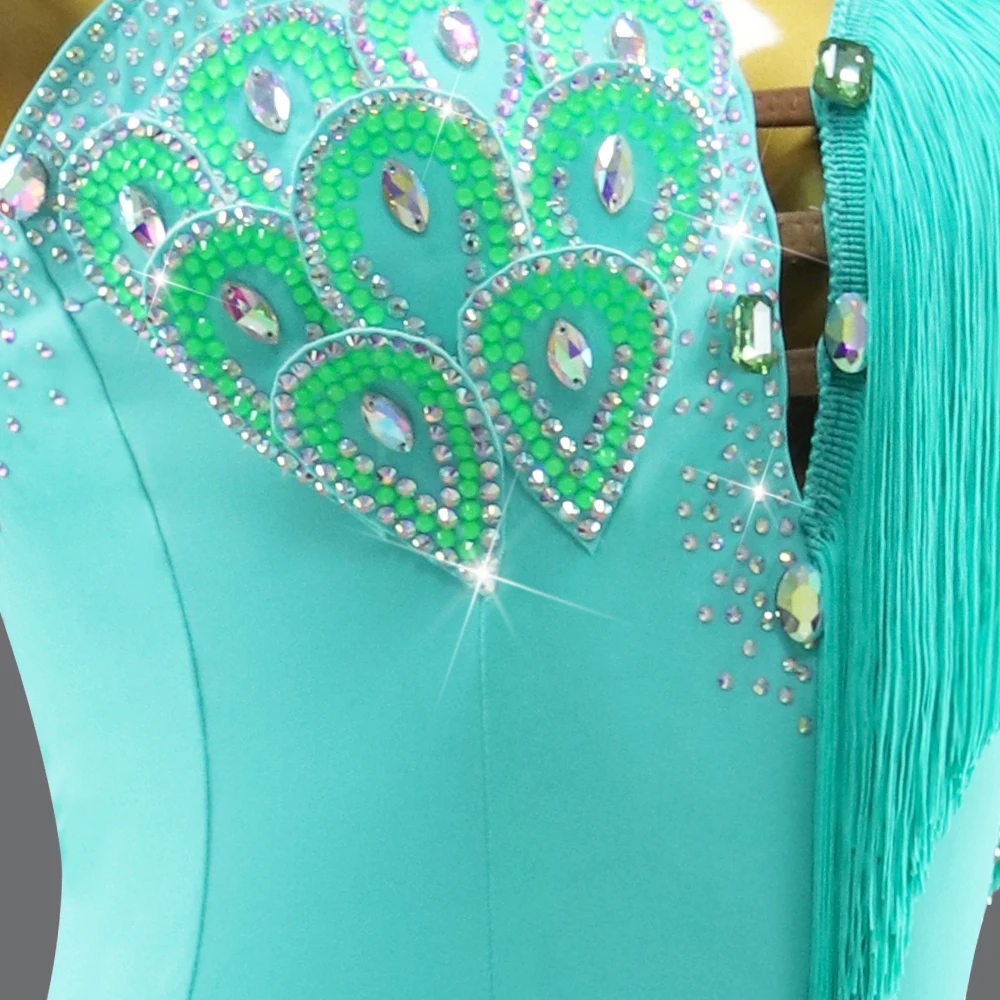 Traje para a menina 2025 vestido de dança latina competição terno midi sexy feminino samba feminino desempenho suporte roupas noite salão