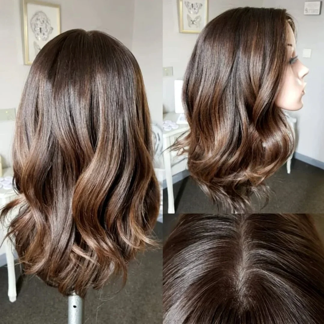 

Коричневый длинный мягкий 28-дюймовый волнистый парик из еврейских человеческих волос 5x5 на шелковой основе с детскими волосами HD, кружевные европейские волосы, предварительно выщипанные