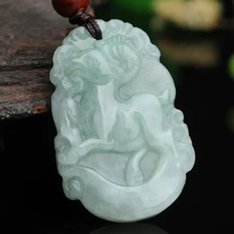 Natural Genuine Light Green A Jade Jadeite China Style Sheep Pendant yangyangdeyi