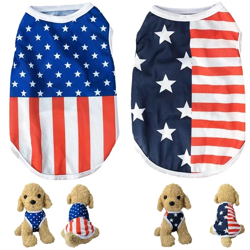 Independence Day Style Dog Clothes for Small Medium Dogs Cat Summer Breathable July 4th Festival Puppy Vest Pet Chihuahua Coat