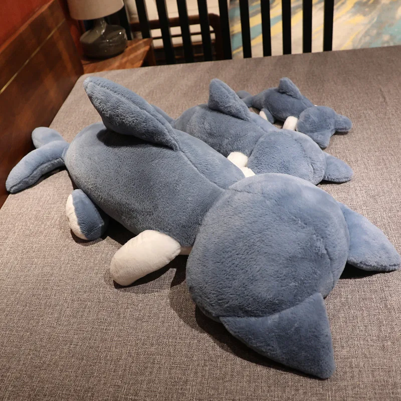 50/85/135cm Kawaii Alien Cat Plush Toys Lovely Lying Cat Pillow with Shark\'s Tail Stuffed Soft Cushion Birthday Gift