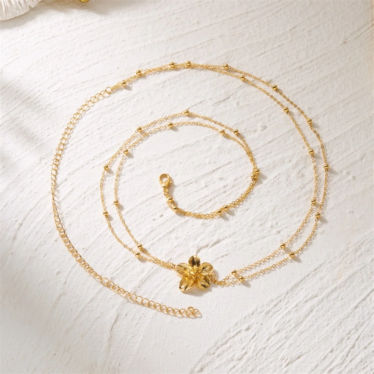 Doppellagige Perlenkette mit Metallblumen-Taillenkette für Damen und Herren, Bohemian-Trend, Schmetterlings- und Blumenmuster, Bauchkette, Körperschmuck – Detail 18