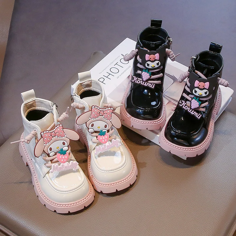 

Hot Sanrio Girl Kuromi Kawaii Fashion Winter Fleece-Lined Martens Boots Student Anime Cartoon Child Thicken Snow Boots New Style