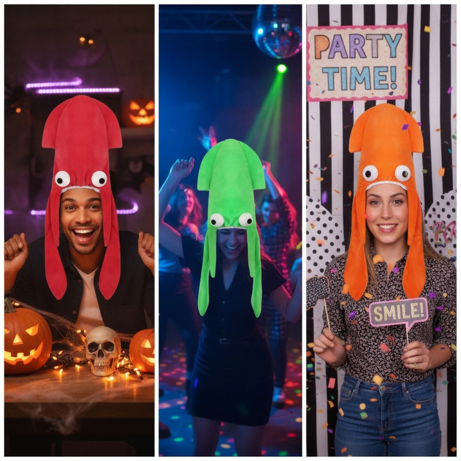 Squid Costume Hat Funny Squid Hat Costume Headpiece Eye-Catching Headwear Comfortable for Cosplayers, Halloween, Cosplay view 3