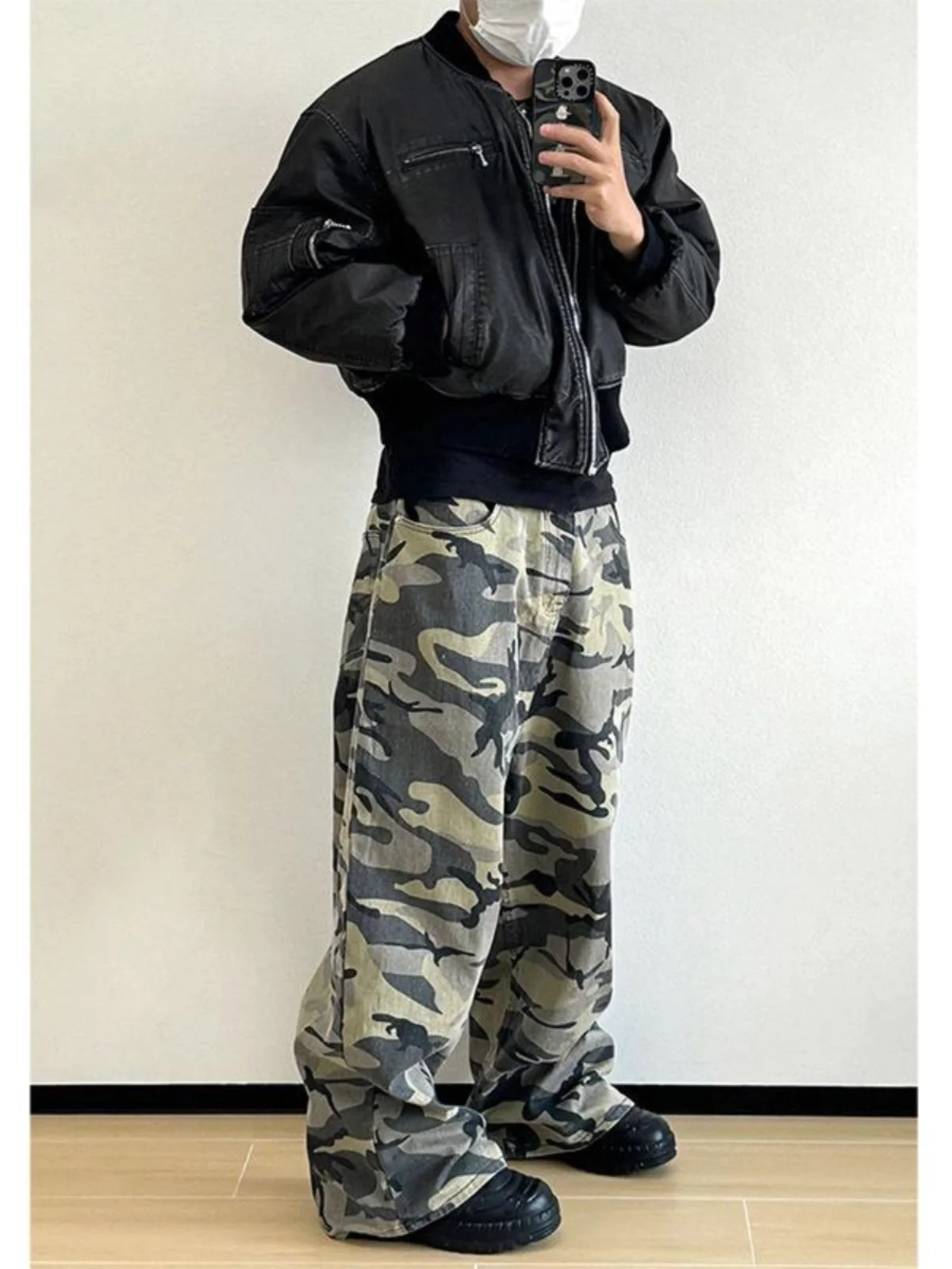 

American Retro Loose Camouflage Casual Pants Men's High Street Versatile Straight Leg Wide Leg Workwear Cool Jeans Long Pants