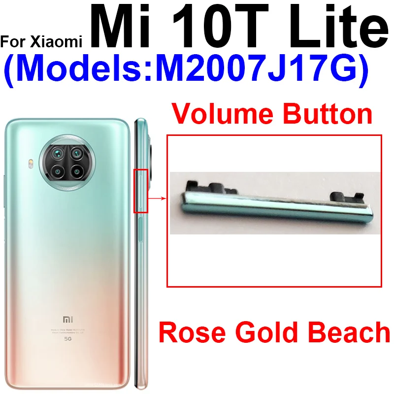 Power Volume Buttons For Xiaomi Mi 10 10Pro 10 10T Lite 10Ultra ON OFF Power Volume UP Dowm Side Button Keys Spare Repair Parts