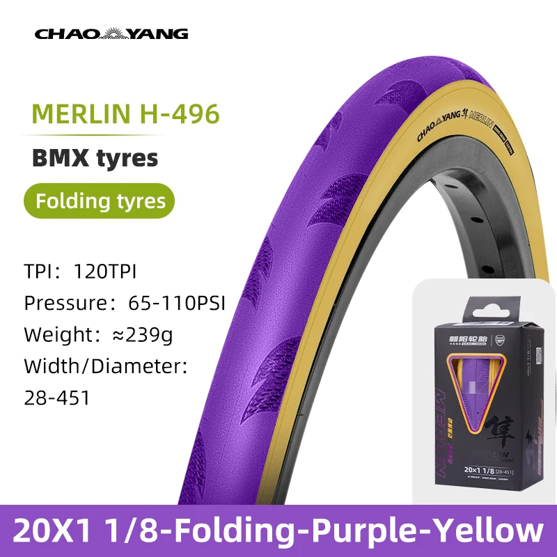 Chaoyang BMX Fietsband 20x1 1/8 Vouwband 28-451 120TPI Dubbellaags Lekbescherming 65-110psi Racing Grade Kleine Diameter