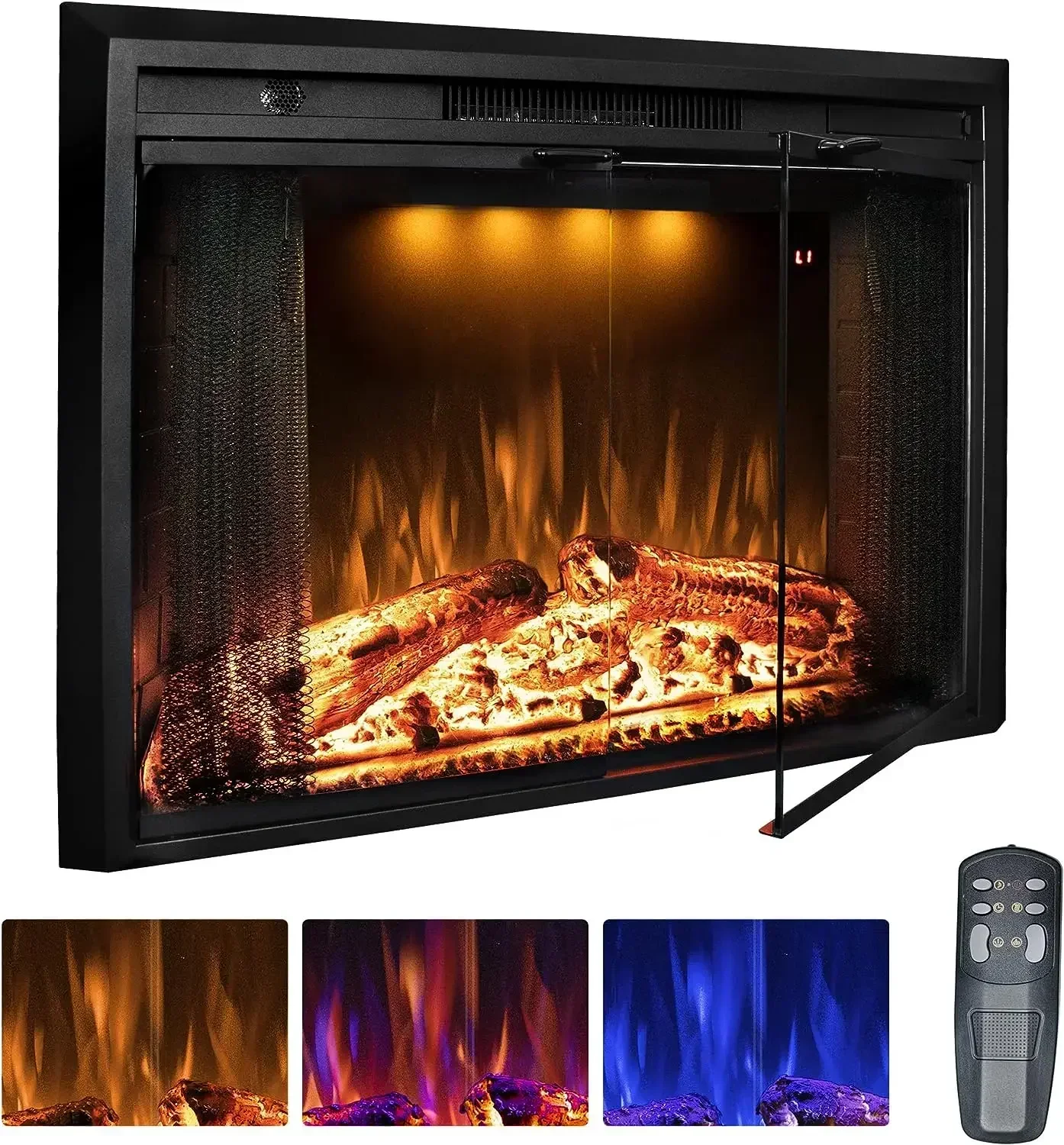 Luxstar 28 Inches Built-in Wholesale Electric Fireplace Inserts with Heat Electric Fireplace Heater with Multicolor Flames