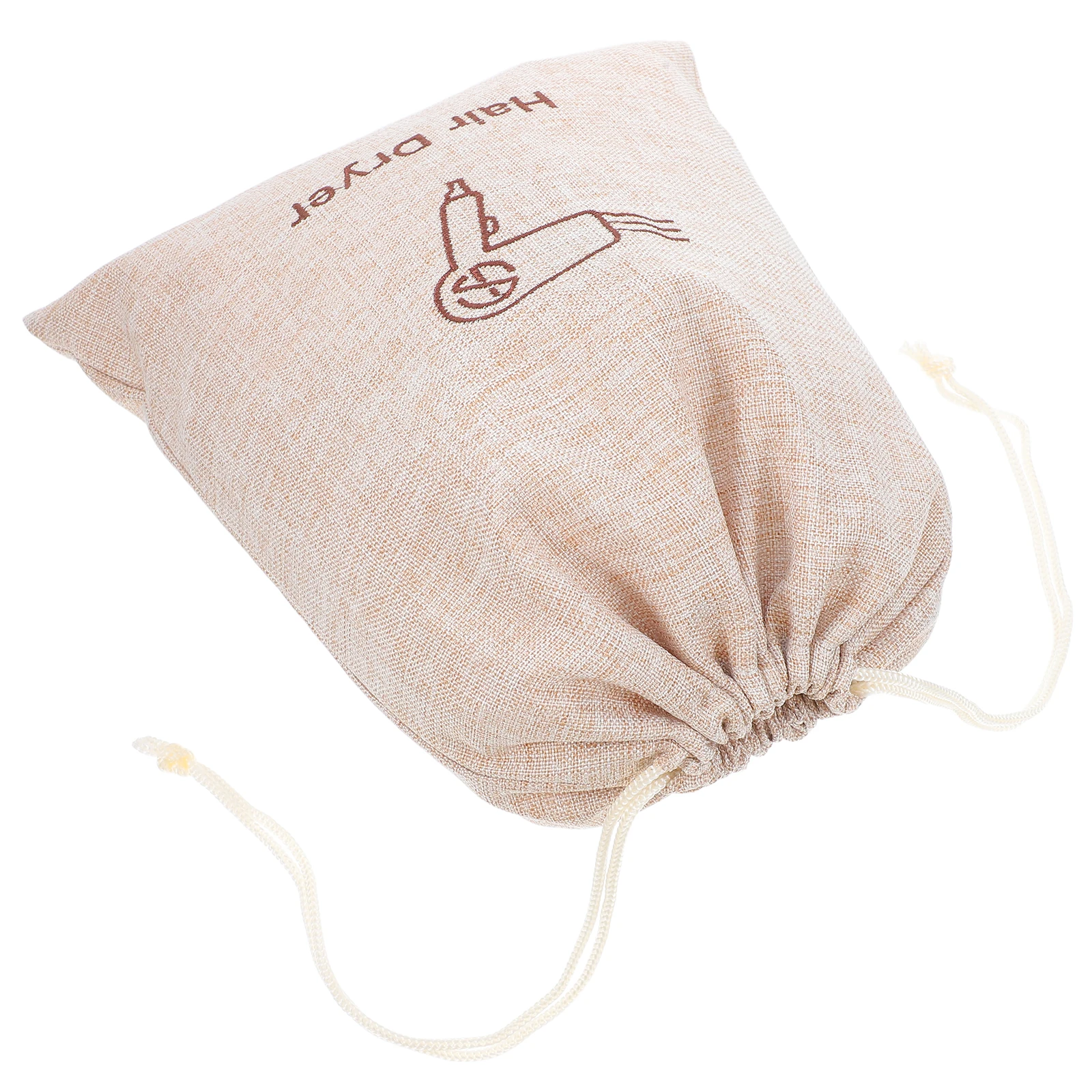 

Hair Dryer Storage Bag Durable Faux Linen Dustproof Waterproof Drawstring Design Universal Travel Toiletry Pouch Blow Dryer