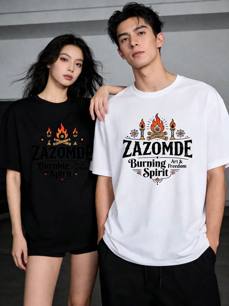 

Футболка ZAZOMDE из хлопка с этническим узором, дизайн в стиле традиционного фестиваля факелов, дышащая, стандартный крой, с культурной символикой, на каждый день