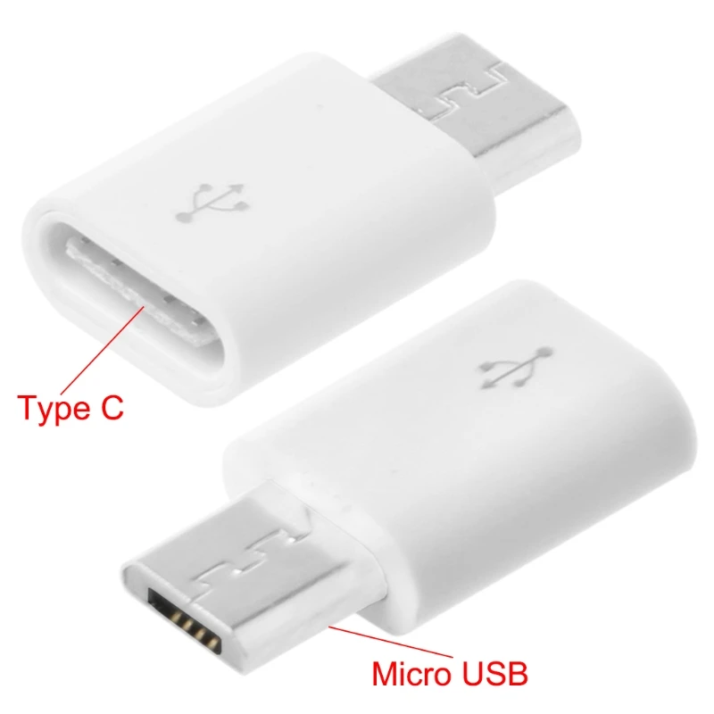 1PC USB Type C Female to Micro USB Male Adapter Type C Charging Cord Connect Micro USB Charger White Color