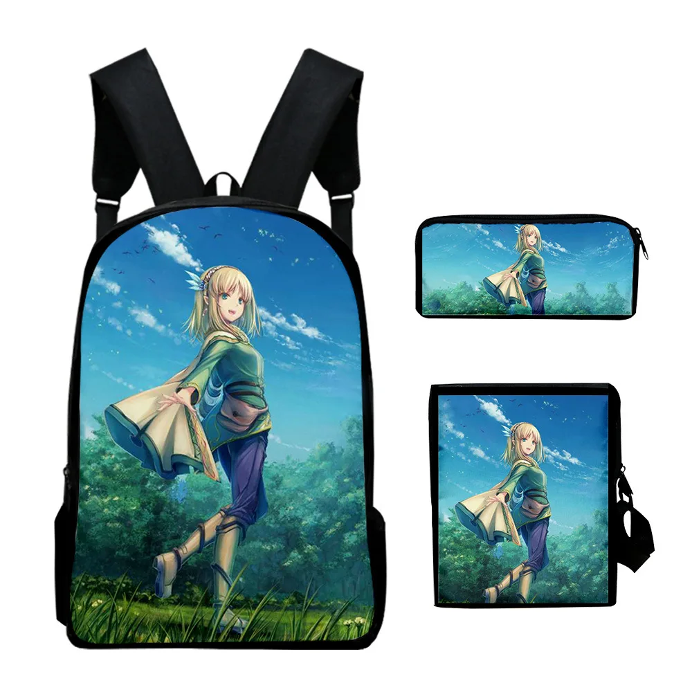 Sacos escolares impressos em 3D para Aluno, Mochila, Mochila, Bolsa de Ombro Inclinada, Estojo para Lápis, Clássico, Popular, World of Heroes, Laptop, 3 peças por conjunto