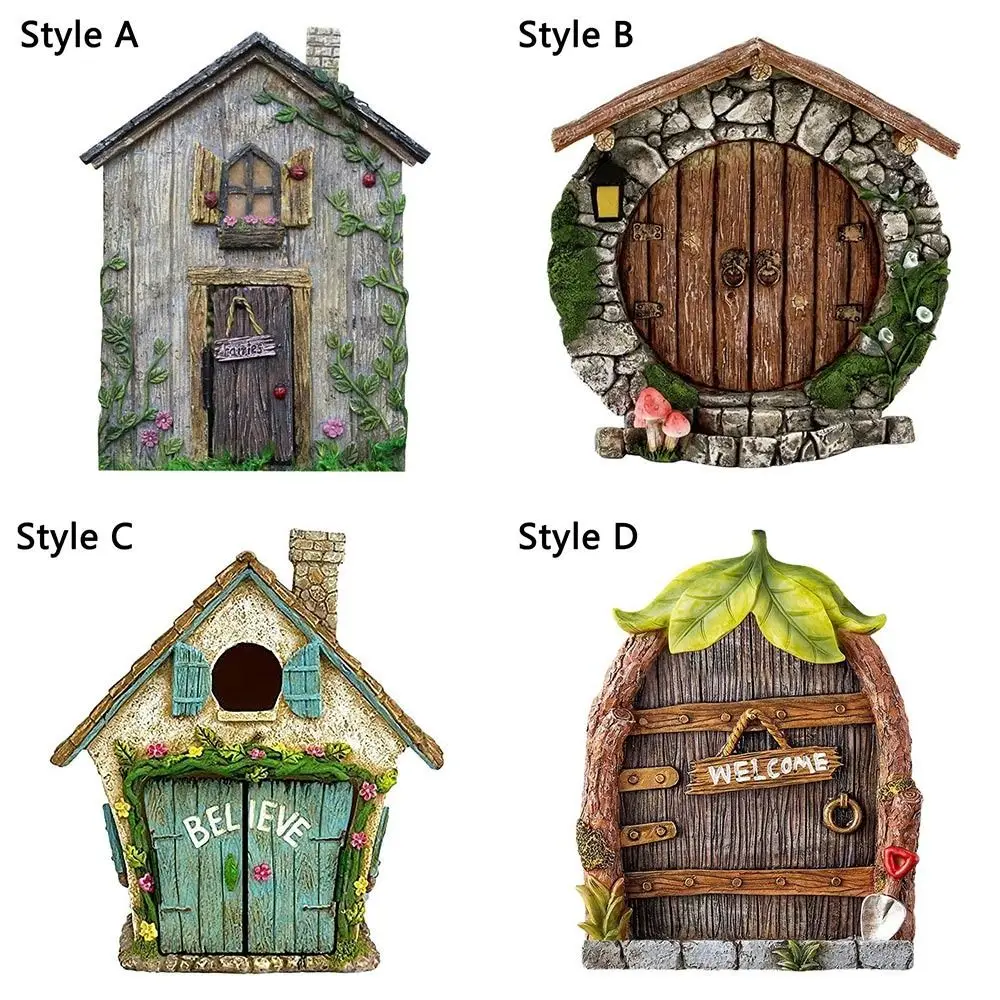 1 PC Miniature Fairy Door Figurines Statues for Outdoor Yard Art Garden Tree Decor With Engraved Design Fairy Garden Door