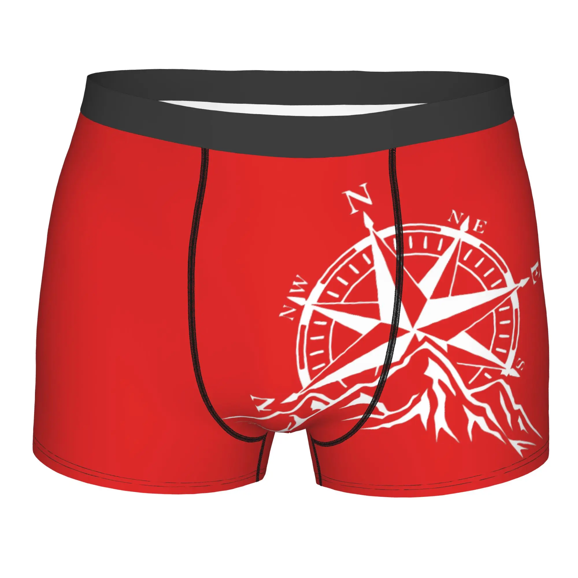 

Custom Compass Rose Mountain Boxer Shorts For Homme 3D Printed Nautical Underwear Panties Briefs Stretch Underpants