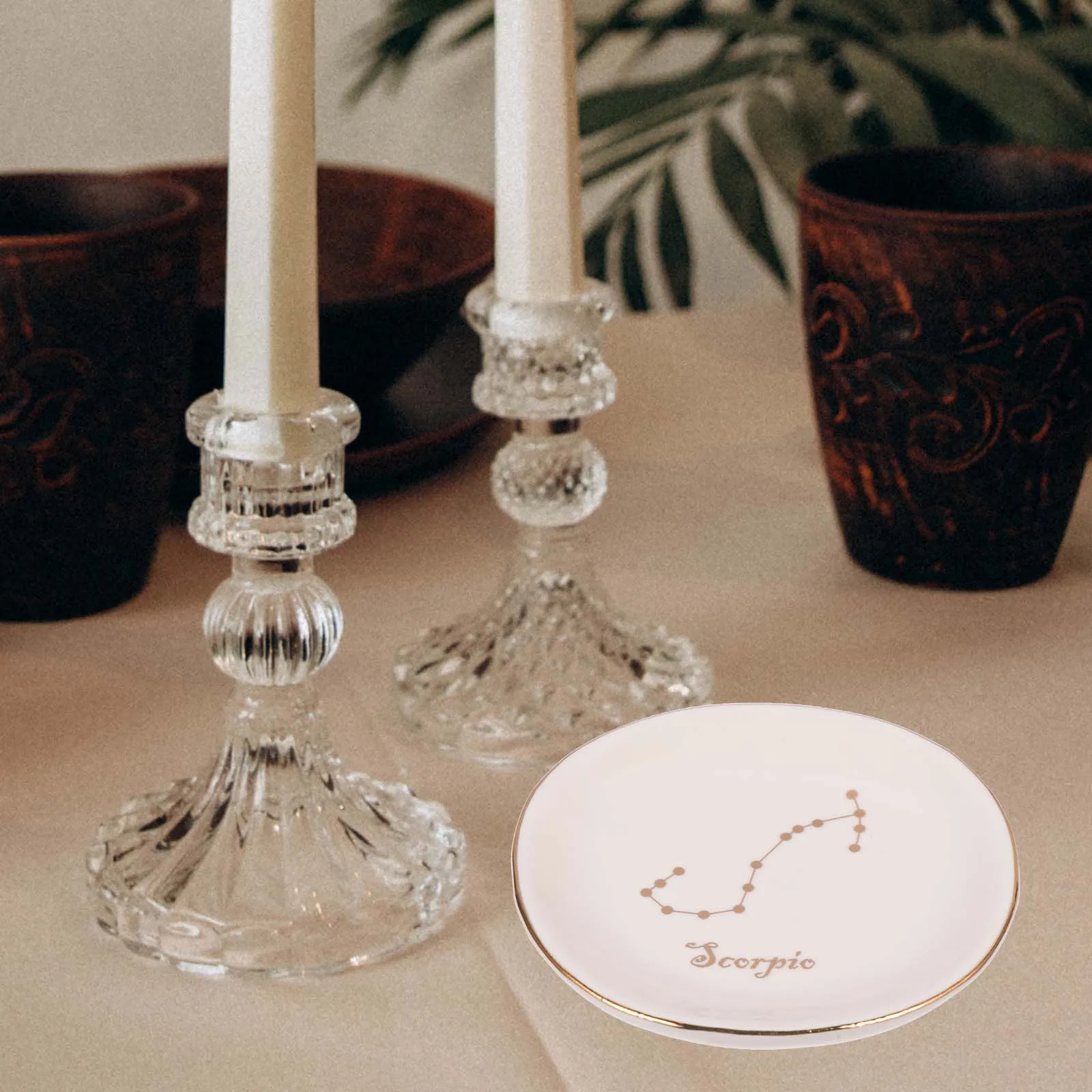 

Ceramic Jewelry Tray Elegant Floral Ring Dish Trinket Plate Organizer for Bathroom Kitchen Accessories Scorpio Jewelry Dish