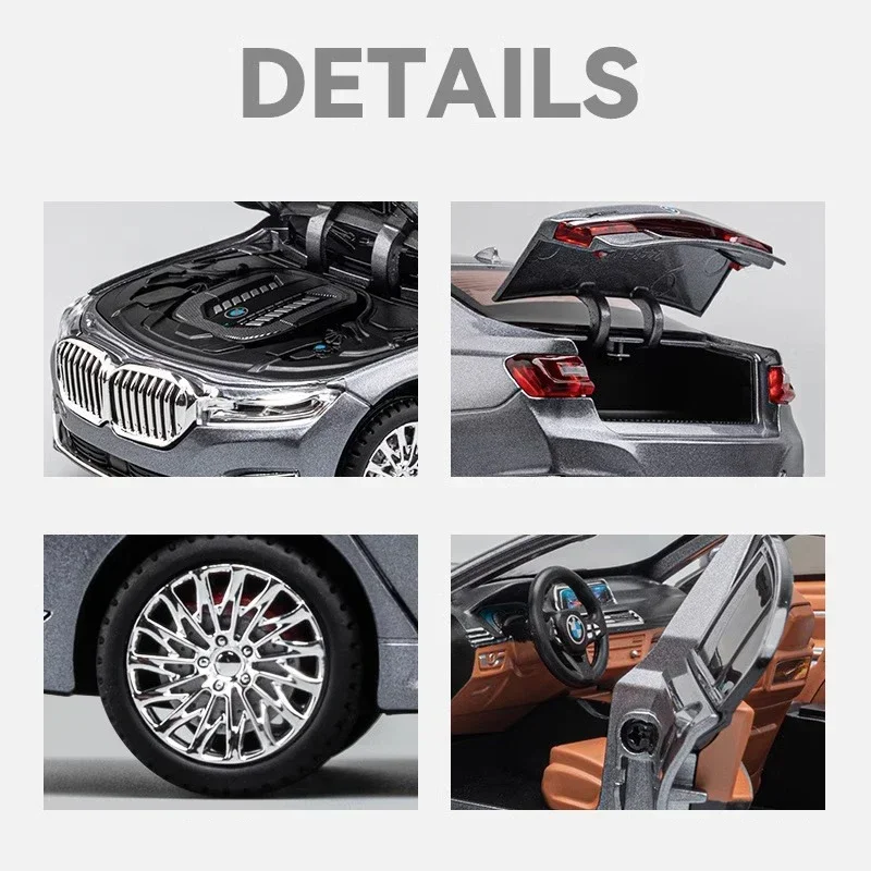 1/24 BMW 760li Alloy Diecast Decoration Bedroom Home Interior Ornaments Choice Fashion Collecting Hobbies Model Car Gifts Box