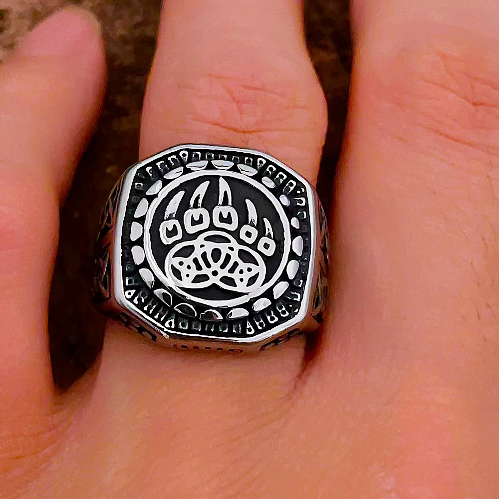 Einzigartiger Wikinger-Bärenklauen-Ring für Männer, Vintage-Stil, Edelstahl, Odin, Wikinger, keltischer Ring, Punk, Motorradfahrer, Biker-Schmuck, Großhandel – Detail 15