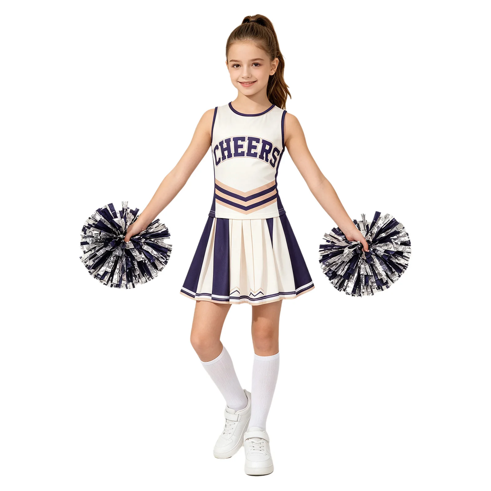 Mädchen Cheerleader-Kostüm Cheerleader-Kleid Rollschuh-Party-Tanzoutfit Schul-Cheerteam-Wettbewerbs-Tanzkleidung – Detail 14
