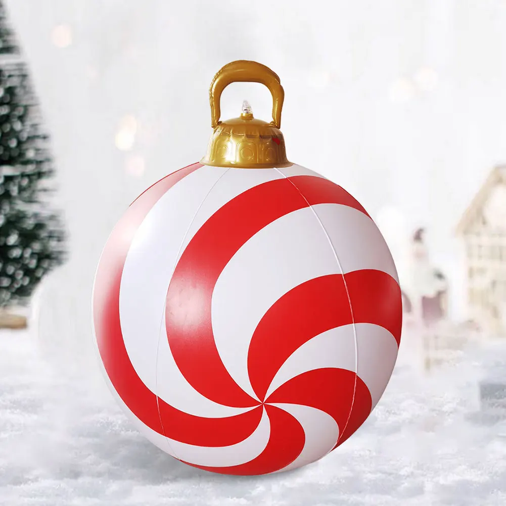 24 Inch Giant Inflatable Christmas Balls PVC Giant Inflatable Christmas Balls with Light for Holiday Party Indoor Outdoor Decor