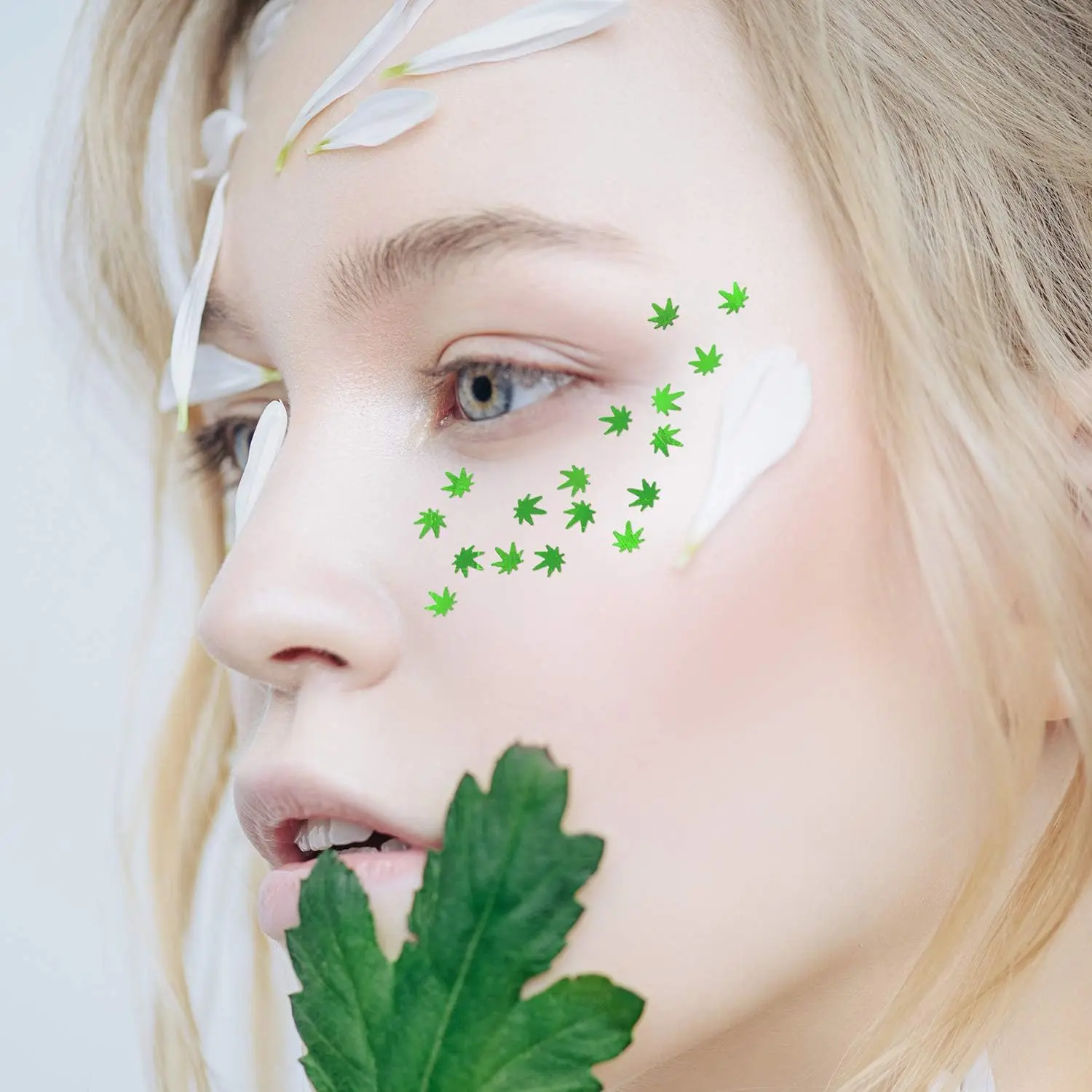 4 Boxes Green Weed Leaf Glitter Nails Sequin Plant Pot Leaf Sequin Nail Design Foliage Glitter for DIY Accessories Supplies