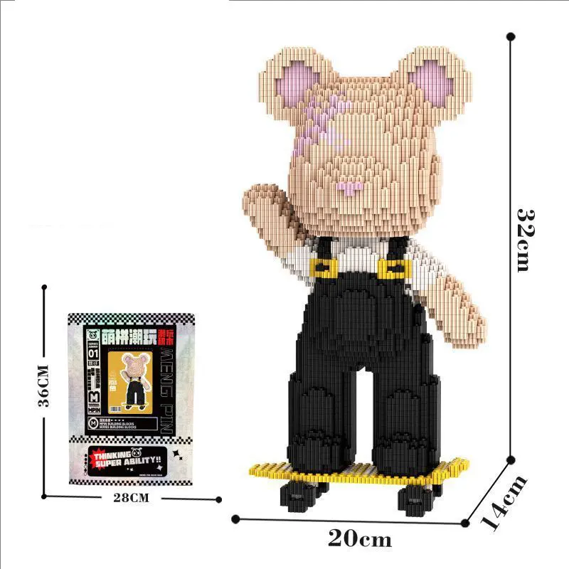 Creative Kawaii Bear Building Blocks,assembly Toys for Boys and Girls Gift,,Ornaments, Home Decor,building Blocks Toy,32cm - view 3
