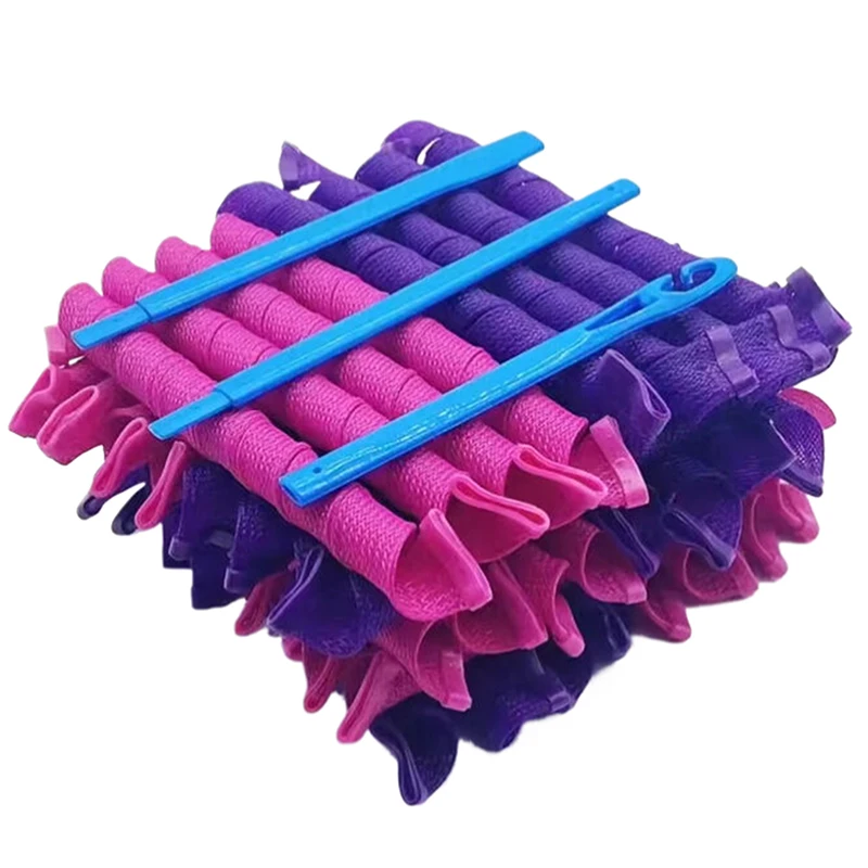 Ensemble de bigoudis sans chaleur pour Kit de coiffure sans effort, crochets sûrs et faciles à utiliser sans dommages causés par la chaleur, créez des boucles en spirale rebondissantes ​