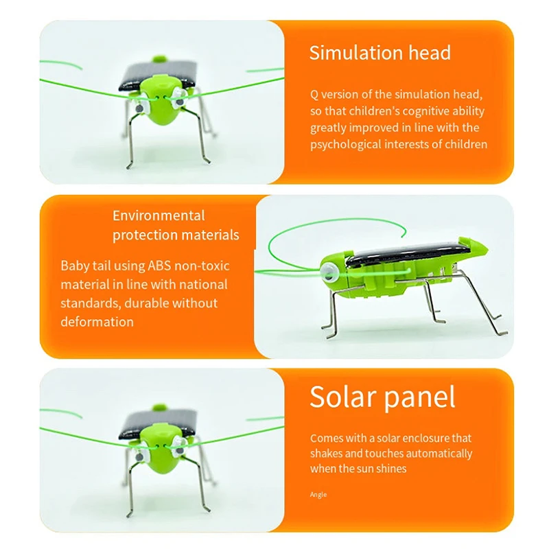 2 pçs solar gafanhoto brinquedos educativos falso inseto movendo brinquedos ensino para crianças aniversário, natal, dia das bruxas, festa favor