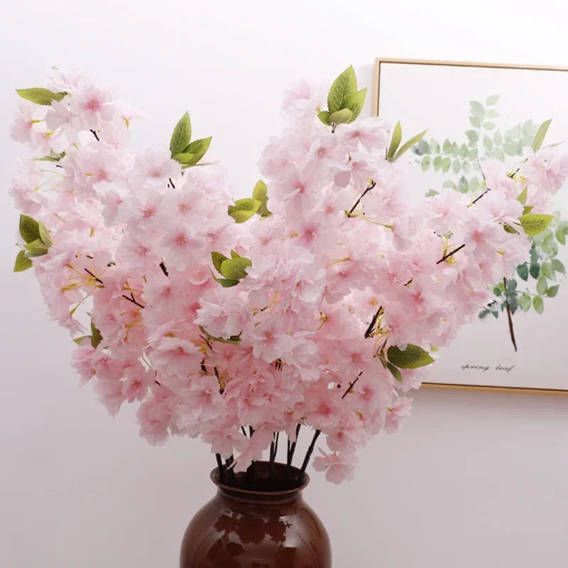1pc Artificial Cherry Blossom Silk Flower Cherry Blossom Branch Wedding Arch Decoration Hotel Activity Living Room Home Decor