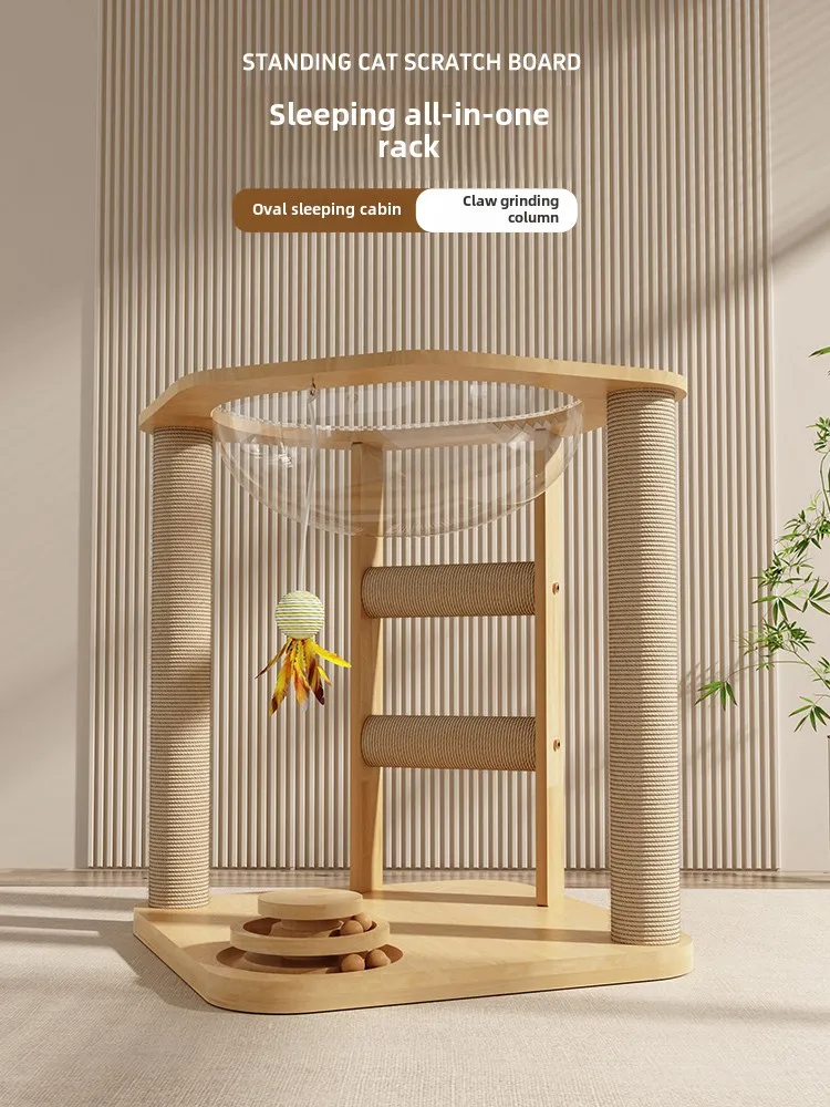 Cat Tower Sisal Hemp Wear Resistance for Household Use Cattery Cat Climbing Frame Solid Wood Climbing Frame Pet Products