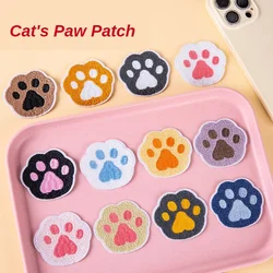 12 New Cute Cartoon Cat Paw Embroidery Patches Self-adhesive Embroidered Patch for Clothes Sports Shoes Patch Anime Clothing DIY