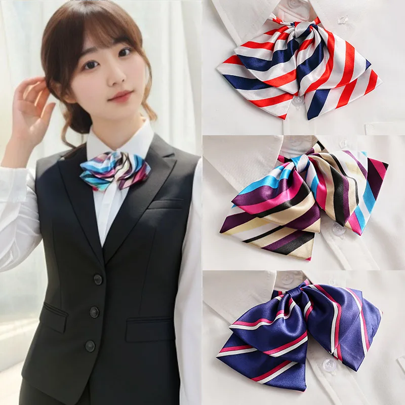 Adjustable Striped Bowtie, Elegant Style Bow Professional Tie, Stylish Shirt Decorative Bowtie Suitable Bank Hotel Business Wear