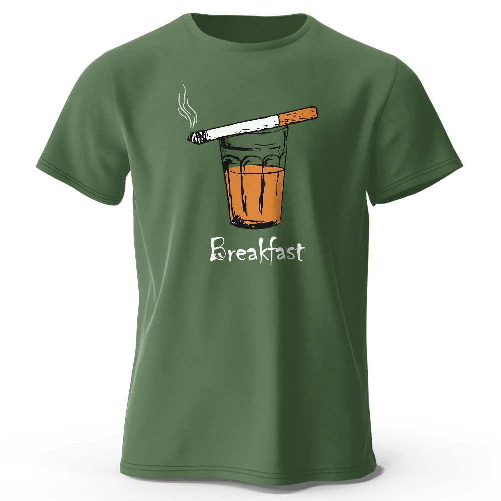 Witz das Frühstück gedruckt Herren T-Shirt Baumwolle übergroße lustige Grafik T-Shirts für Männer Sommer Tops