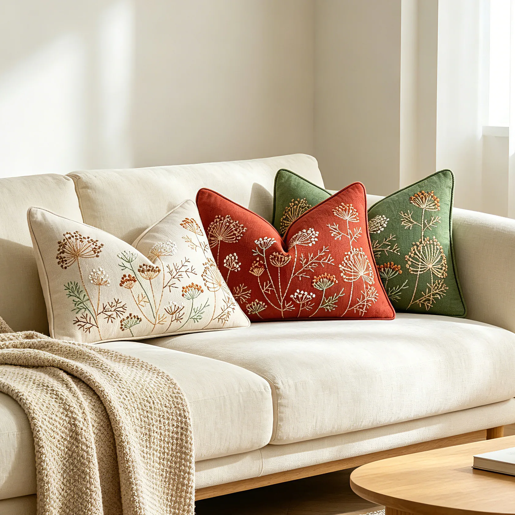 Bohemian Chenille Floral Embroidered Pillow Cover Cojines Decor Cushion Case 30x50cm 45x45cm ChristmasGift Throw Pillowcase