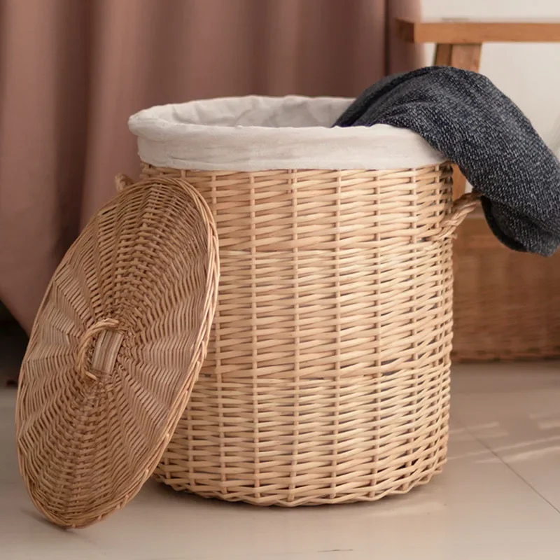 Hand-knitted rattan clothes storage basket storage Dirty clothes storage basket