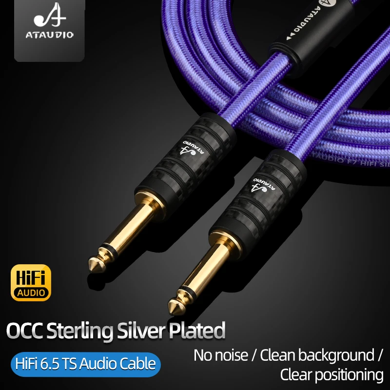 

HiFi OCC посеребренный аудиокабель TS 6,5 мм Бесшумная электронная гитара TS 6,5 мм аудио монокабель