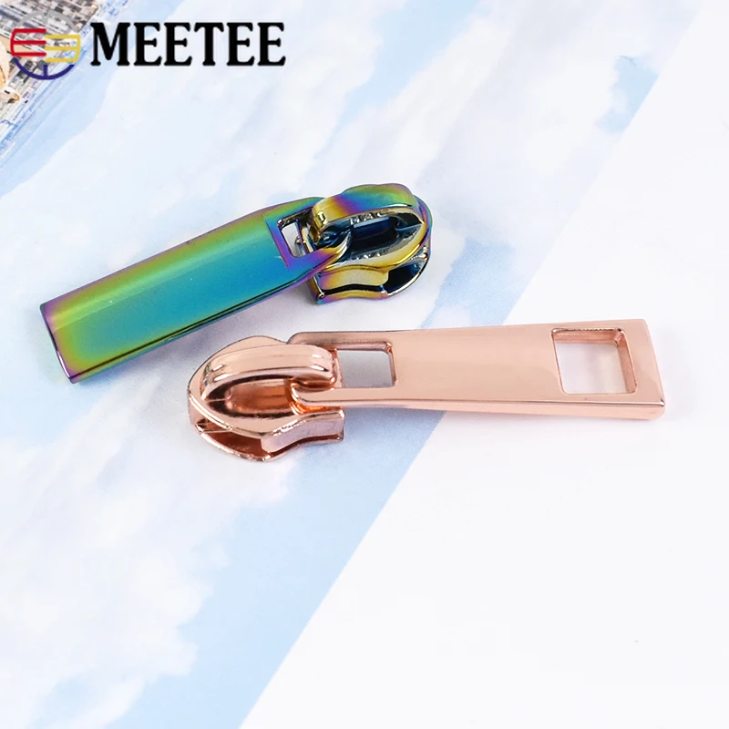 5/10/20Pcs Meetee 3# 5# Zipper Slider Puller for Nylon Zips Bag Jacket Zippers Pull Luggage Clothes Zip Head Repair Accessories