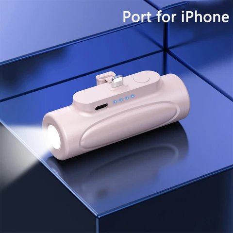 Мини-Power Bank для Apple USB Type C Портативная зарядная станция для iPhone 15, Xiaomi Mi Samsung Powerbank с подсветкой, запасной аккумулятор