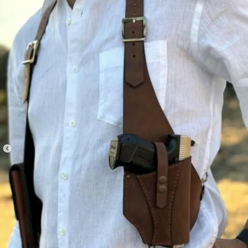 Multi Pocket Double Shoulder Straps Bag Outdoor Anti Theft Cosplay Waist Bags Fishing Leather Function Men's Messenger Pocket