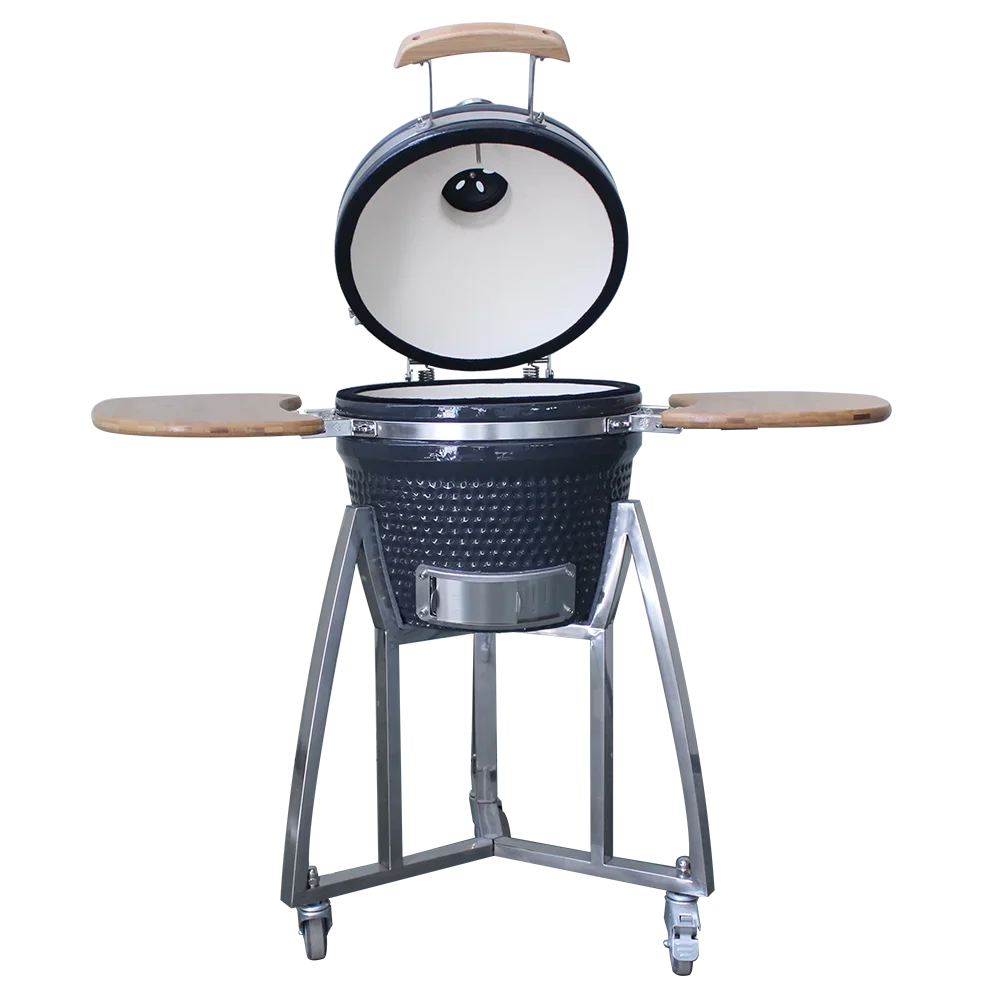 15 16 Inch Komodo Egg Ceramic Grill Freestanding Outdoor Charcoal BBQ Metal Folding Trolley For Home & Camping