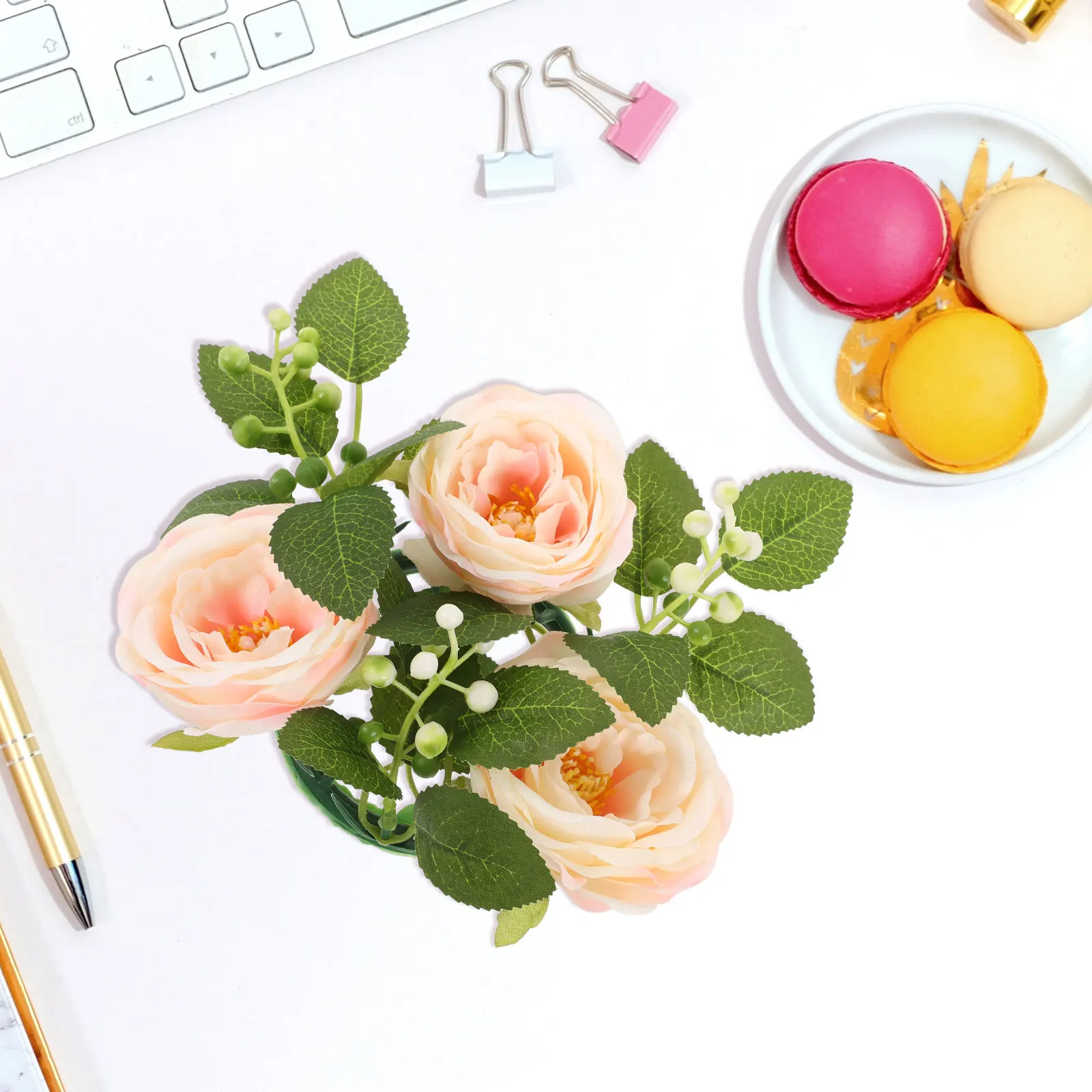

Simulated Camellia Candlestick Wreath Shallow Fall Wedding Decorations Centerpiece Table Leaf Rings Garland