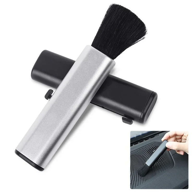 1 Pcs Car Retractable Cleaning Brush Air Conditioner Computer Cleaning Brush Telescopic Keyboard Plastic Handle Wool Small Brush