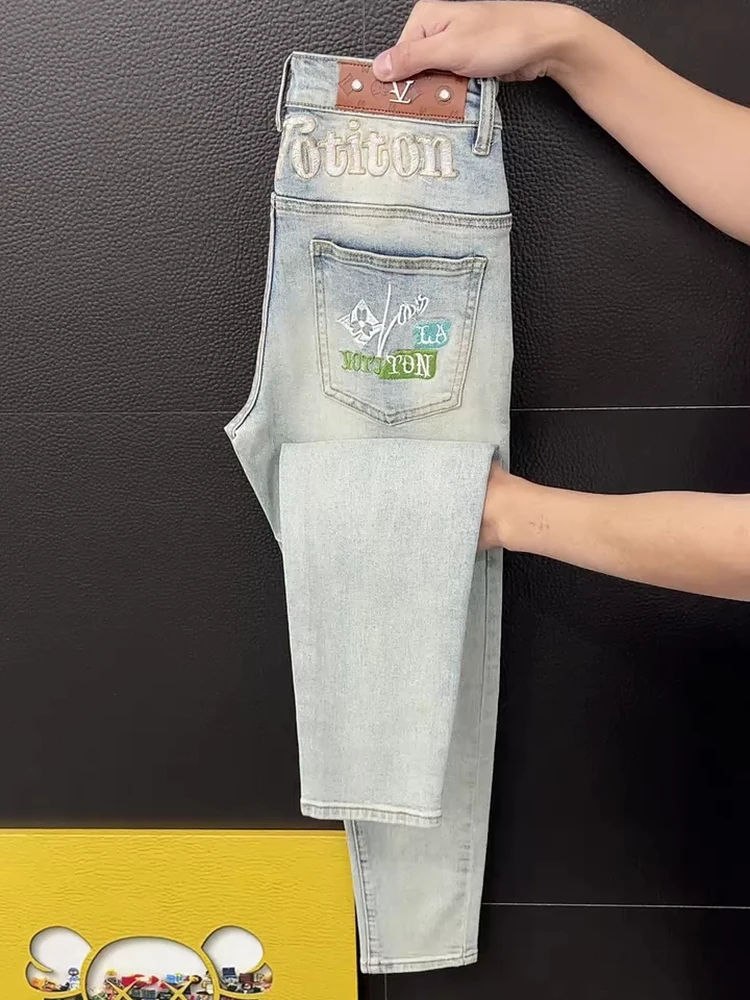 

High Quali Men's Jeans Spring Autumn New Sle Faionable Personali Busin Casual Waed Denim mid Waist Slim Fit