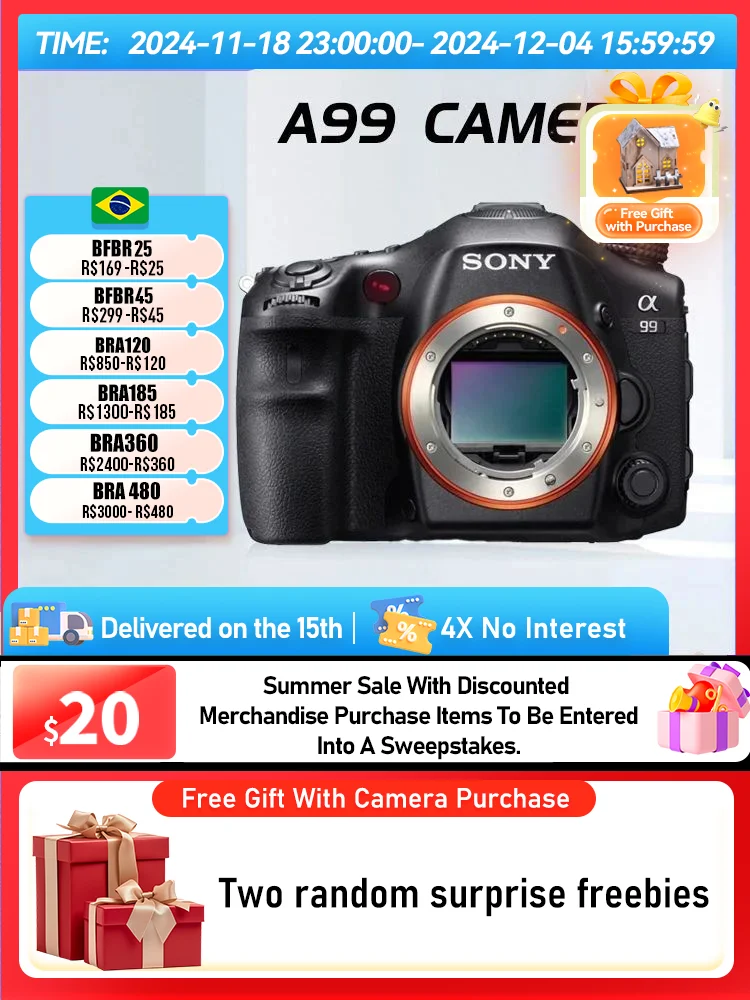 Sony A99 A99 II A77 A77 II Full Frame DSLR Digital Camera 4K Video Photography 4X Digital Zoom Five Axis Anti Shaking A99 (Used)