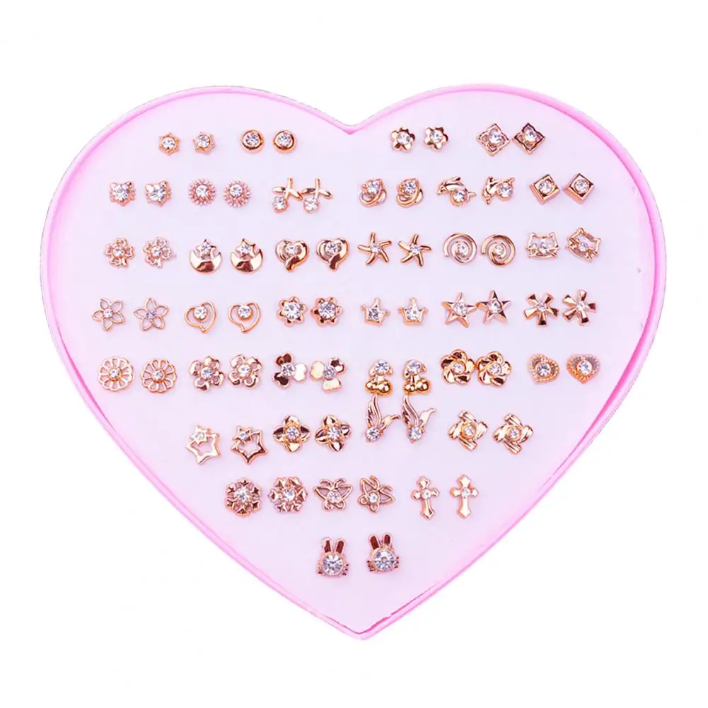 Lady Ear Studs Set Non-irritation Women Ear Studs Set Hollow Out Decorate Ears  Chic Heart Animal Shape Women Ear Studs Set